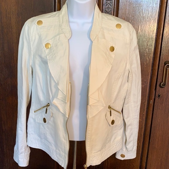 Linen Chaus Jacket with Ruffle Lapels - Picture 1 of 8